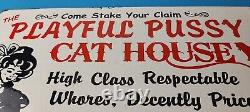 Vintage Cat House Sign Basement Room Bed for Sale Gas Service Saloon Sign