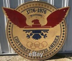 Vintage Chevrolet Bicentennial Dealership Sign / Gas Oil / Chevy