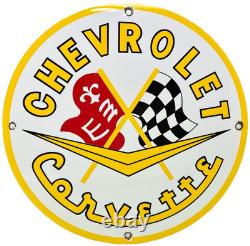 Vintage Chevrolet Corvette Porcelain Sign General Motors Dealership Gas Oil Ford