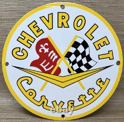 Vintage Chevrolet Corvette Porcelain Sign General Motors Dealership Gas Oil Ford