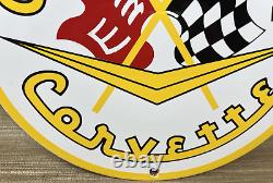 Vintage Chevrolet Corvette Porcelain Sign General Motors Dealership Gas Oil Ford