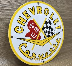 Vintage Chevrolet Corvette Porcelain Sign General Motors Dealership Gas Oil Ford