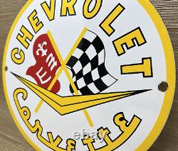 Vintage Chevrolet Corvette Porcelain Sign General Motors Dealership Gas Oil Ford