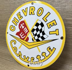 Vintage Chevrolet Corvette Porcelain Sign General Motors Dealership Gas Oil Ford