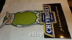 Vintage Chevrolet Owl Car & Truck Dealer 36 Porcelain Metal Gasoline & Oil Sign