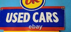 Vintage Chevrolet Porcelain Used Cars Gas Oil Service Authorized Dealership Sign