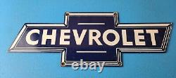 Vintage Chevrolet Sign Porcelain Bow Tie Sign Gas Oil Pump Garage Auto Sign