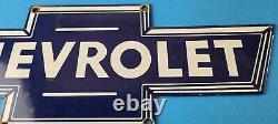 Vintage Chevrolet Sign Porcelain Bow Tie Sign Gas Oil Pump Garage Auto Sign