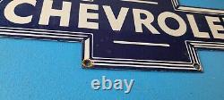 Vintage Chevrolet Sign Porcelain Bow Tie Sign Gas Oil Pump Garage Auto Sign