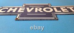 Vintage Chevrolet Sign Porcelain Bow Tie Sign Gas Oil Pump Garage Auto Sign