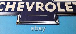 Vintage Chevrolet Sign Porcelain Bow Tie Sign Gas Oil Pump Garage Auto Sign