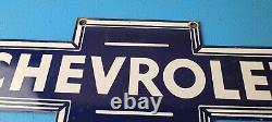 Vintage Chevrolet Sign Porcelain Bow Tie Sign Gas Oil Pump Garage Auto Sign