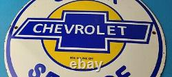 Vintage Chevrolet Sign Super Service Automobile Motors Gas Pump Porcelain Sign