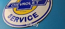 Vintage Chevrolet Sign Super Service Automobile Motors Gas Pump Porcelain Sign