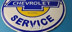 Vintage Chevrolet Sign Super Service Automobile Motors Gas Pump Porcelain Sign