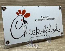 Vintage Chick-fil-a Porcelain Sign Chicken Sandwich Mcdonalds Gas Oil Burger