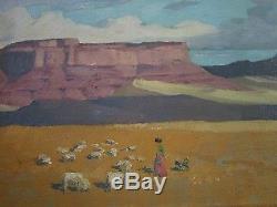 Vintage Chinle Navajo Reservation Painting Signed Mystery Artist American Desert