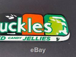 Vintage Chuckles Assorted Candy Jellies 14 X 4 Advertising Metal Sign Gas Oil