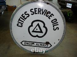 Vintage Cities Service Oils Large Heavy Porcelain Sign (36 Inch) (reduced)