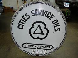 Vintage Cities Service Oils Large Heavy Porcelain Sign (36 Inch) (reduced)