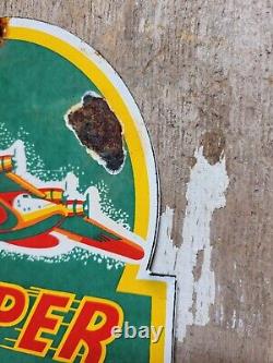 Vintage Clipper Gasoline Sign Old Porcelain Sign Gas Station Service Airplane