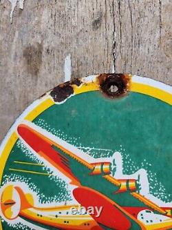 Vintage Clipper Gasoline Sign Old Porcelain Sign Gas Station Service Airplane