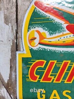 Vintage Clipper Gasoline Sign Old Porcelain Sign Gas Station Service Airplane
