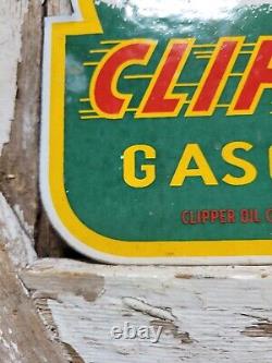 Vintage Clipper Gasoline Sign Old Porcelain Sign Gas Station Service Airplane