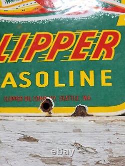 Vintage Clipper Gasoline Sign Old Porcelain Sign Gas Station Service Airplane