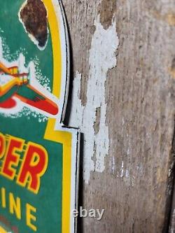 Vintage Clipper Gasoline Sign Old Porcelain Sign Gas Station Service Airplane