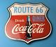 Vintage Coca Cola Diner Sign Route 66 Gas Oil Pump Restaurant Porcelain Sign