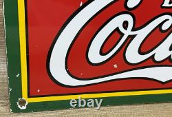 Vintage Coca Cola Porcelain Sign Gas Station Pump Plate Dew Pepsi Oil Dr Pepper