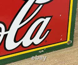 Vintage Coca Cola Porcelain Sign Gas Station Pump Plate Dew Pepsi Oil Dr Pepper