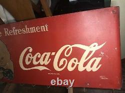Vintage Coca Cola Sprite Boy Bag Holder Soda Pop Gas Oil Metal Sign