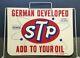 Vintage Collectible Advertising Stp Oil And Gas Display Stand Embossed Sign