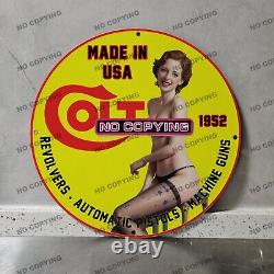 Vintage Colt 1952 Gasoline Porcelain Sign Gas Oil Petroleum Motor Lube Pump