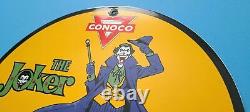 Vintage Conoco Gasoline Porcelain Joker Comic N-tane Service Station Rack Sign