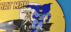 Vintage Conoco Gasoline Porcelain Sign Batman Robin Comics Texas Gas Pump Sign
