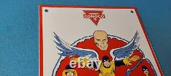 Vintage Conoco Gasoline Porcelain Sign X-Men Marvel Comics Group Gas Pump Sign