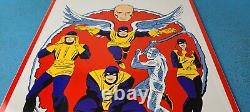 Vintage Conoco Gasoline Porcelain Sign X-Men Marvel Comics Group Gas Pump Sign
