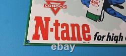 Vintage Conoco Gasoline Sign Superman Comics Porcelain Gas Pump Sign