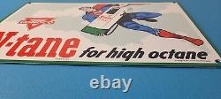 Vintage Conoco Gasoline Sign Superman Comics Porcelain Gas Pump Sign