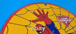 Vintage Conoco Porcelain Spiderman Gasoline Superhero Comic Book Oil Rack Sign
