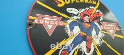 Vintage Conoco Superman Gas Porcelain N-tane Gasoline And Oil Pump Sign