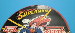 Vintage Conoco Superman Gas Porcelain N-tane Gasoline And Oil Pump Sign