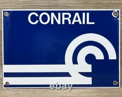 Vintage Consolidated Rail Corporation Porcelain Sign Train Station Conrail Gas