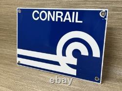 Vintage Consolidated Rail Corporation Porcelain Sign Train Station Conrail Gas