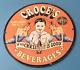 Vintage Croces Porcelain Gas Soda Bottles Service Pump Plate Beverage Sign