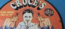 Vintage Croces Porcelain Gas Soda Bottles Service Pump Plate Beverage Sign