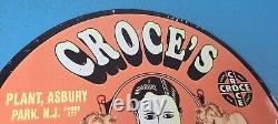 Vintage Croces Porcelain Gas Soda Bottles Service Pump Plate Beverage Sign